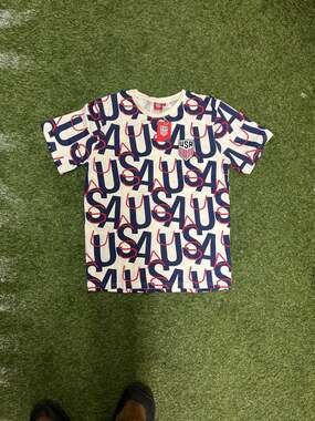 USA Soccer Allover Print Graphic Heavy Relaxed Fit T-Shirt